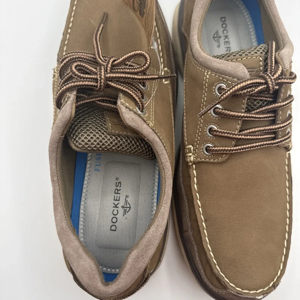 Dockers Men Brown Lace Up Boat‎ Shoes Size  9.5 Tan Laces Fusion Footbed